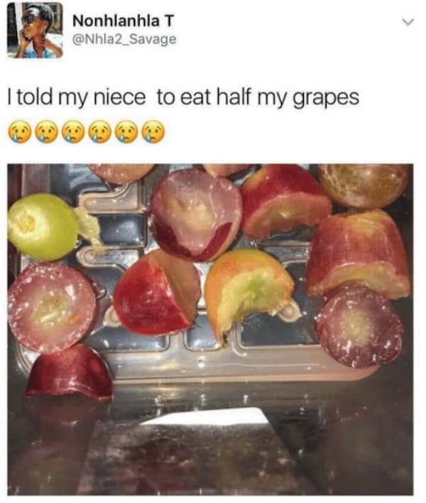 funny pics of brother slapping brother - Nonhlanhla T I told my niece to eat half my grapes