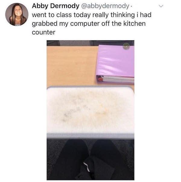 floor - Abby Dermody . went to class today really thinking i had grabbed my computer off the kitchen counter