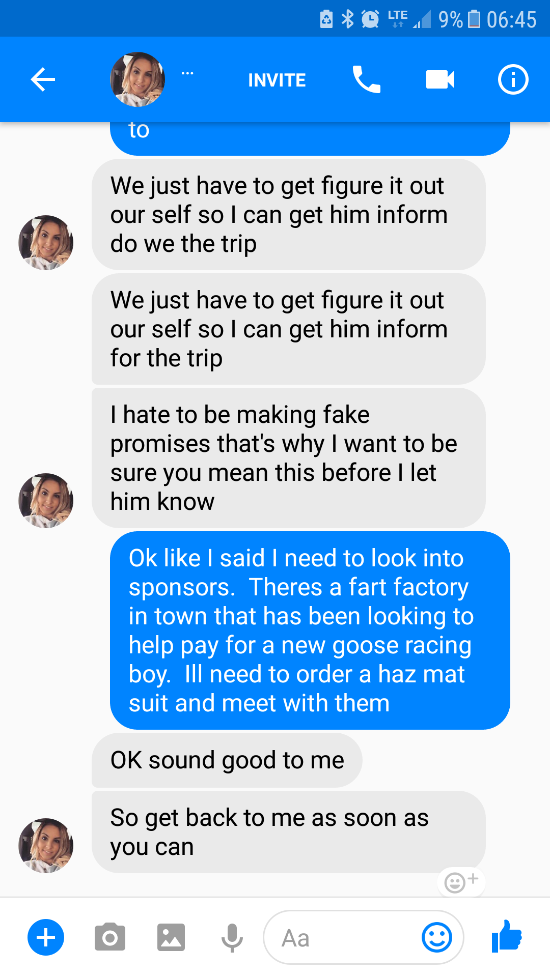 middle school cringe - A D Lte 9% Invite Invite K O to We just have to get figure it out our self so I can get him inform do we the trip We just have to get figure it out our self so I can get him inform for the trip I hate to be making fake promises that