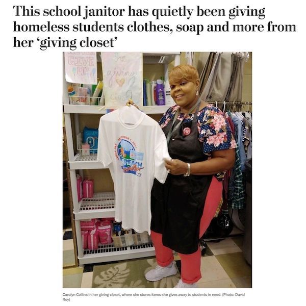 holy child high school, ghana - This school janitor has quietly been giving homeless students clothes, soap and more from her giving closet Carolyn Collins in her giving closet, where she stores items she goes away to students in need. Photo David Roy
