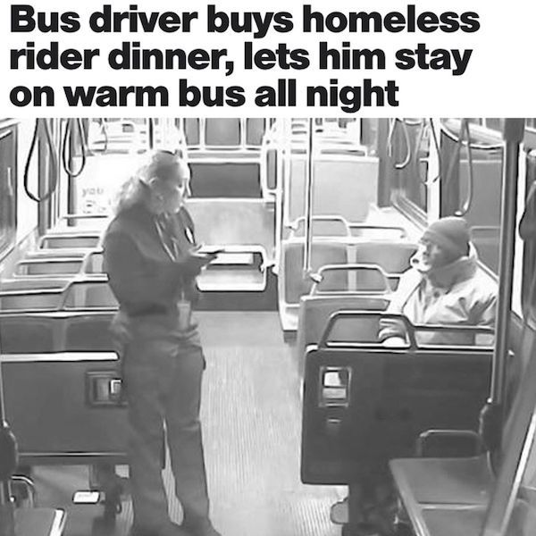 straight talk - Bus driver buys homeless rider dinner, lets him stay on warm bus all night