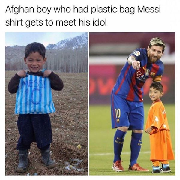 murtaza ahmadi - Afghan boy who had plastic bag Messi shirt gets to meet his idol