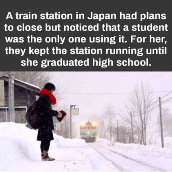 train station in japan for one student - A train station in Japan had plans to close but noticed that a student was the only one using it. For her, they kept the station running until she graduated high school.
