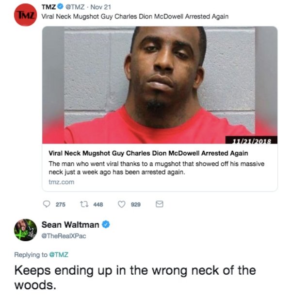 ‘Neck Guy’s’ mugshot went viral for his unusually large neck and then went viral a second time when he was arrested AGAIN.