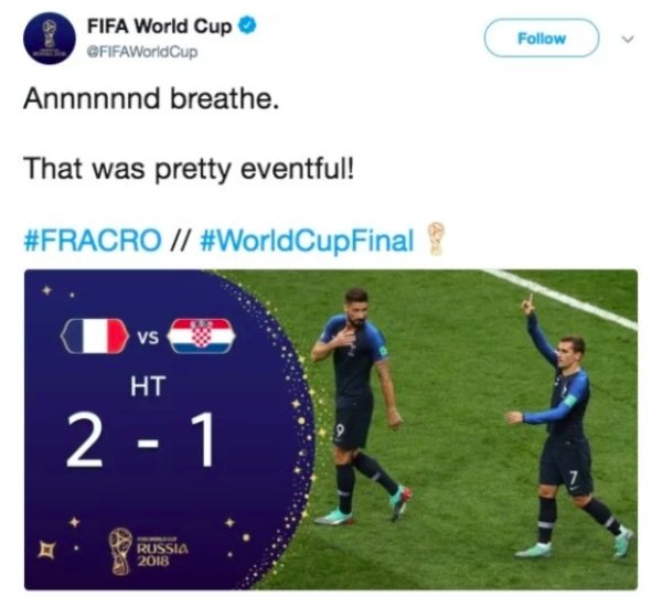 In an amazing finale, France beat Croatia to become the winners of the 2018 FIFA World Cup with a final score of 4-2.