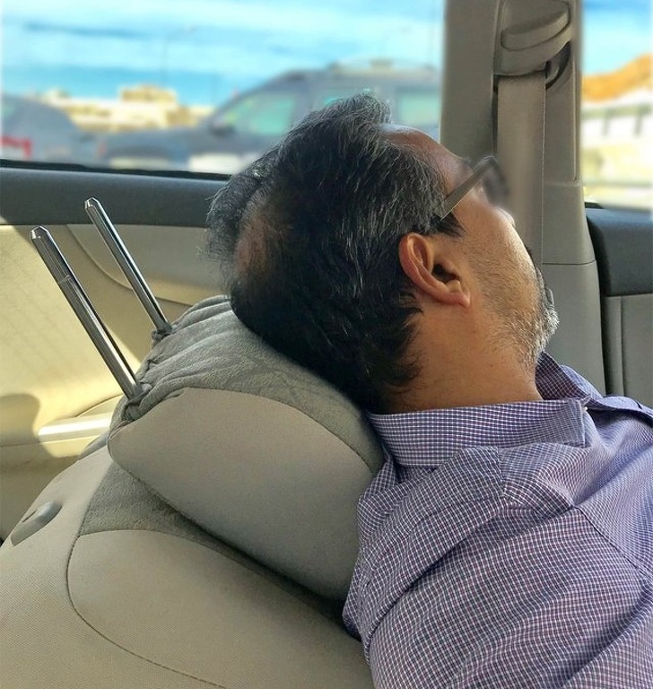 “I accidentally found out that the headrest can be comfortably used as a pillow during a ’rest break’ in a car.”