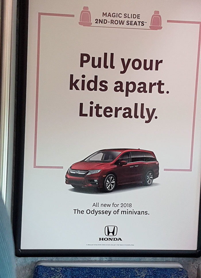 Magic Slide 2NDRow Seats Pull your kids apart. Literally All new for 2018 The Odyssey of minivans. Honda