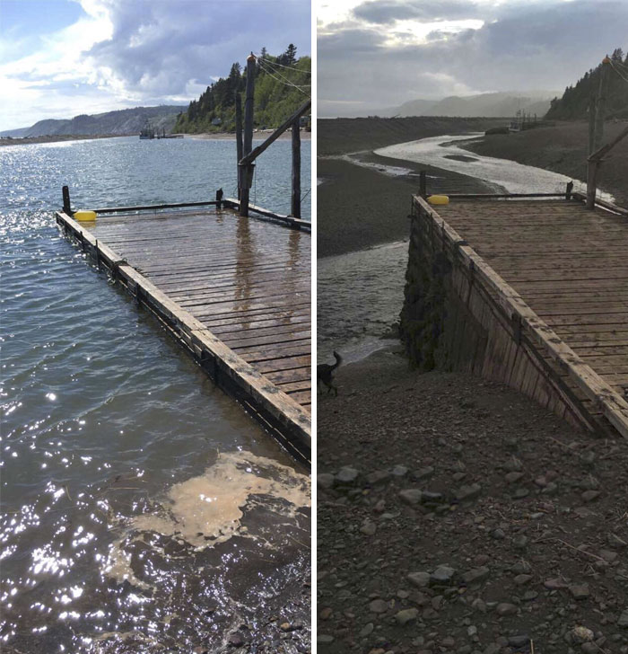 Nova Scotia Tides From The Same Deck 12 Hours Apart