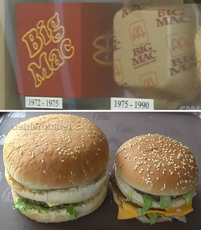 Size Comparison Of McDonald's Big Mac Over The Years