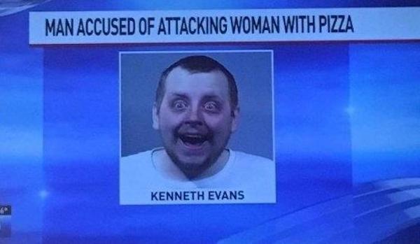 fail photo caption - Man Accused Of Attacking Woman With Pizza Kenneth Evans