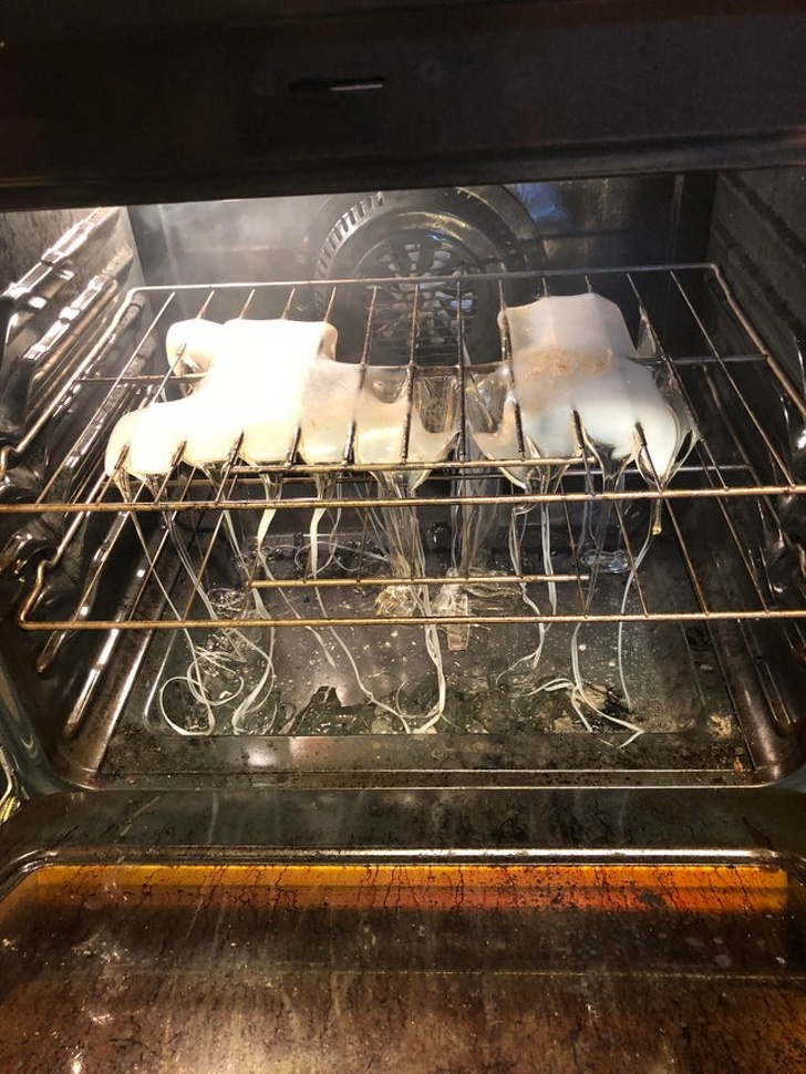 “My boyfriend put a plastic cutting board in the oven and I turned it on to preheat.”