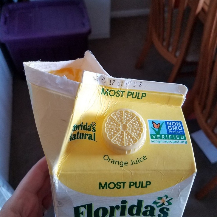 “How my husband opens the orange juice.”