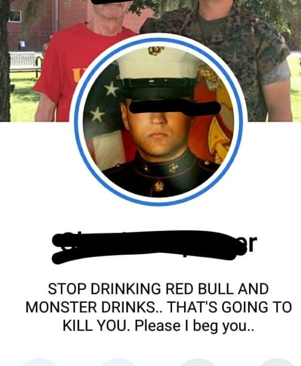 photo caption - Stop Drinking Red Bull And Monster Drinks.. That'S Going To Kill You. Please I beg you..