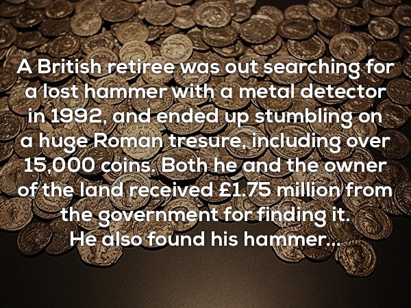wtf facts - British man stumbled upon a  huge roman treasure