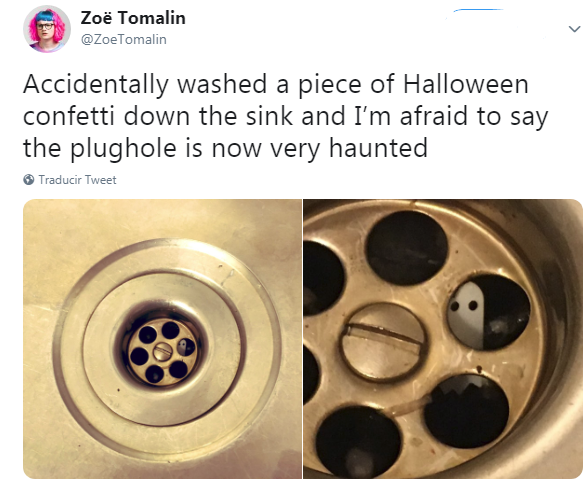 spongebob milk eggs cheese - Zo Tomalin Accidentally washed a piece of Halloween confetti down the sink and I'm afraid to say the plughole is now very haunted Traducir Tweet