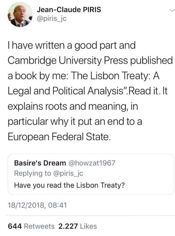 people dead ass came to america as immigrants - JeanClaude Piris Thave written a good part and Cambridge University Press published a book by me The Lisbon Treaty A Legal and Political Analysis". Read it. It explains roots and meaning, in particular why i