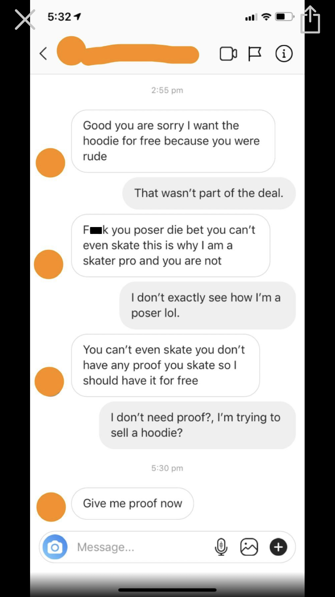 Cheap guy tries to manipulate for a free hoodie