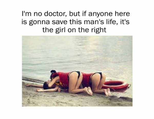 girl on the right will save his life - I'm no doctor, but if anyone here is gonna save this man's life, it's the girl on the right