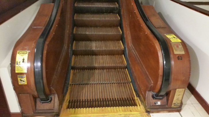 This working wooden escalator in an old department store