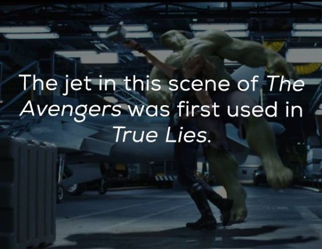 thor vs hulk mcu - The jet in this scene of The Avengers was first used in True Lies.
