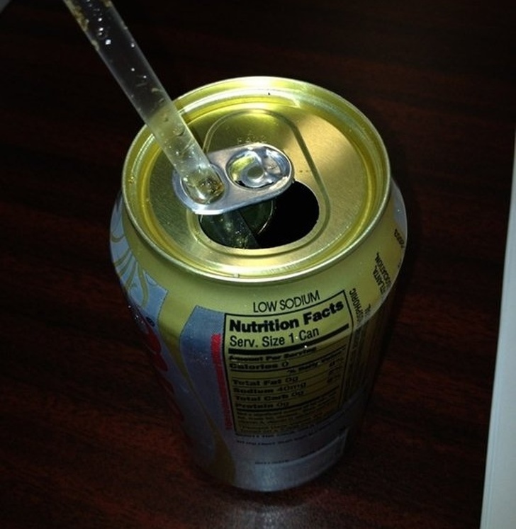 If you have a can of soda, then you might try to drink it by sticking a straw in the opening. This is technically correct, but you could have still overlooked something that might make the task much easier: the tab can be folded back to hold the straw in place. This can help prevent the straw from floating around.