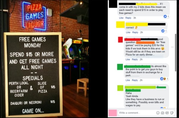 choosing beggars - software - Pizza come in with my 2 kids does this mean we each need to spend $15 in order to play free games? 3h Games Luiquor correct 2h Free Games Monday Spend $15 Or More And Get Free Games All Nicht pood Question for free games we'd