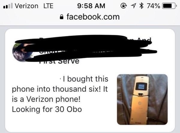 light - . Verizon Lte @ 4 74% facebook.com Ts serve I bought this phone into thousand six! It is a Verizon phone! Looking for 30 Obo
