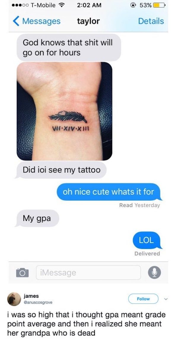 gpa tattoo meme - .00 TMobile ? 53%