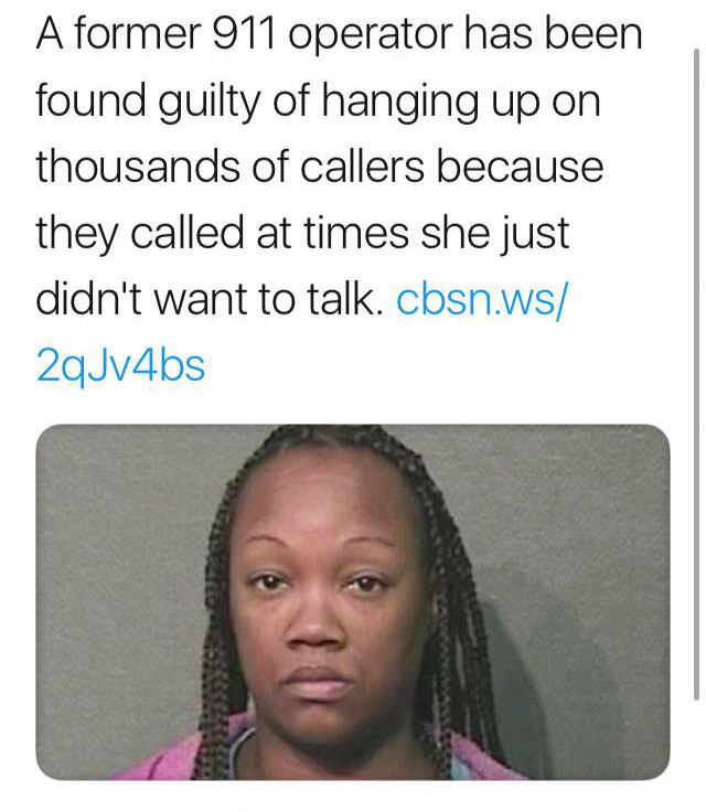 hairstyle - A former 911 operator has been found guilty of hanging up on thousands of callers because they called at times she just didn't want to talk. cbsn.ws 2qJv4bs
