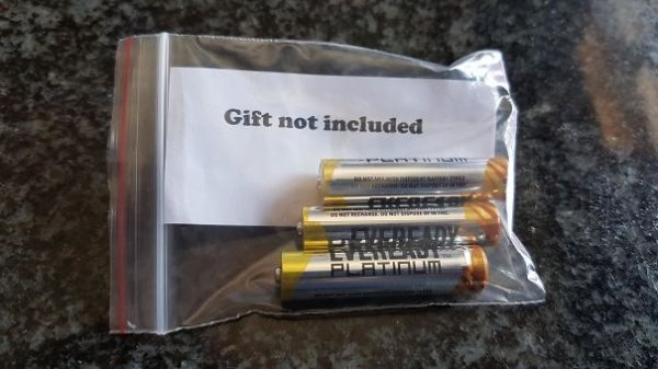 we always get each other ironic gifts - Gift not included Hem