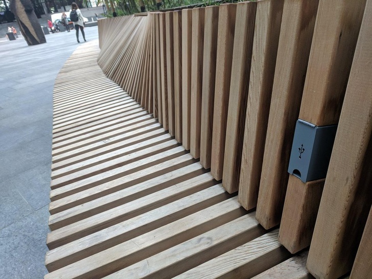 This bench has USB ports.