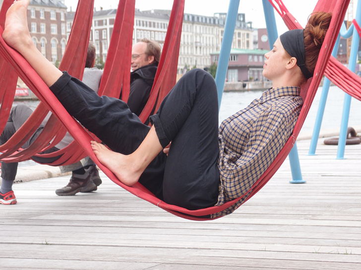 Old fire hoses turned into hammocks