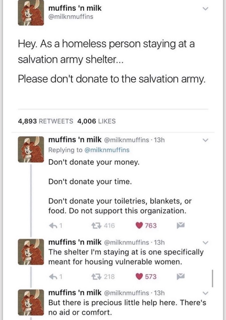 Woman calls out Salvation Army's horrible conditions