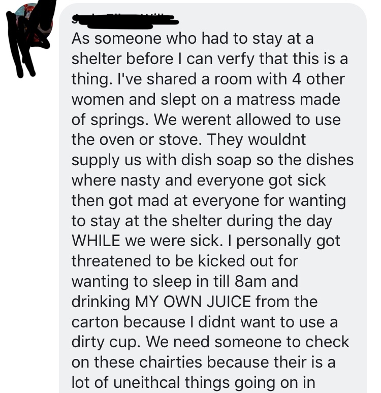 Woman calls out Salvation Army's horrible conditions