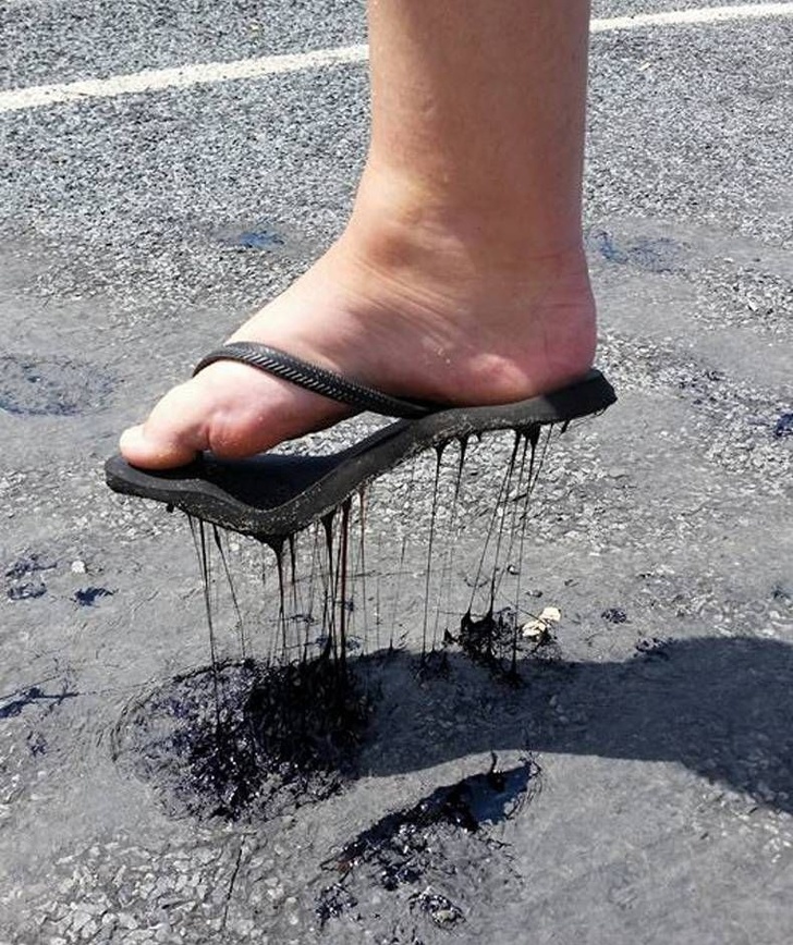 You learn that asphalt can be in a liquid state.