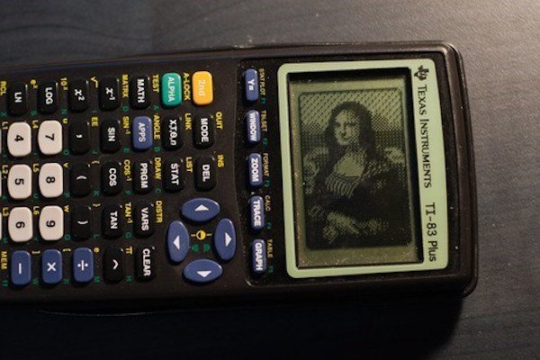 nailed it math and the mona lisa - Texas Instruments Ti83 Plus Stat Peot Ye Tilseter Format Window Zoom Calc Trace Table Graph Quit 2nd ALock Link Alpha Xj,6, Stat A Angle & Drawc Dista Math Apps Prgm Vars Clear Matrk Sin COS1 Ftans Ott Sin Cos Tan Memi