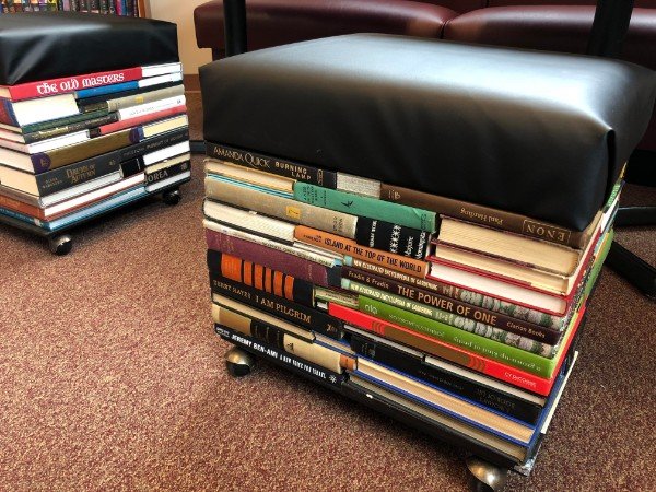 Stools made out of old discarded books.