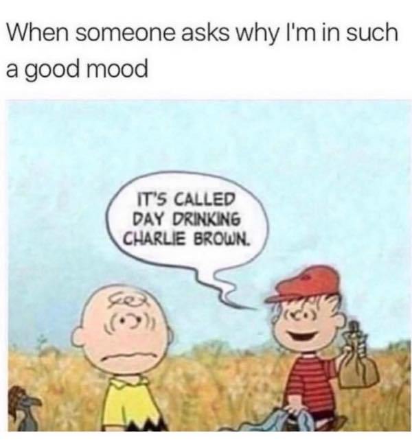 day drinking charlie brown - When someone asks why I'm in such a good mood It'S Called Day Drinking Charlie Brown.