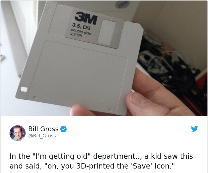 only 90s kids will remember - 3.5, Ds double side 135 Tpi Bill Gross In the "I'm getting old" department.., a kid saw this and said, "oh, you 3Dprinted the 'Save' Icon."