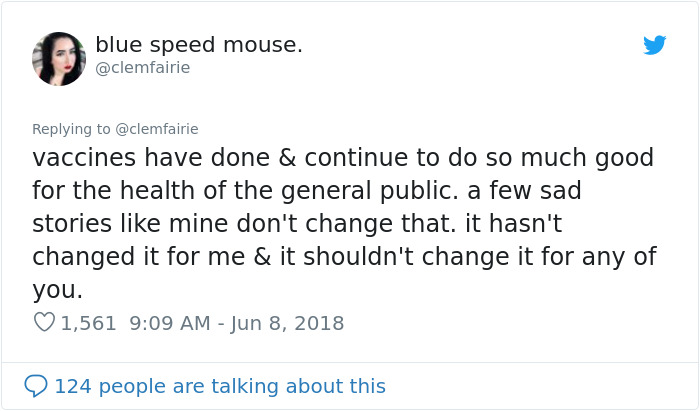 Potential - blue speed mouse. vaccines have done & continue to do so much good for the health of the general public. a few sad stories mine don't change that it hasn't changed it for me & it shouldn't change it for any of you. 1,561