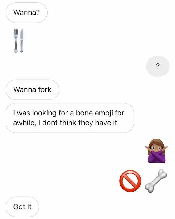 diagram - Wanna? Wanna fork I was looking for a bone emoji for awhile, I dont think they have it Got it