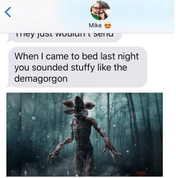 stranger things demogorgon - Mike They just woulun Seru When I came to bed last night you sounded stuffy the demagorgon