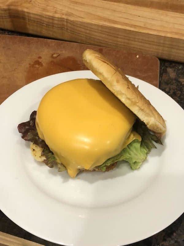 american cheese melted on burger