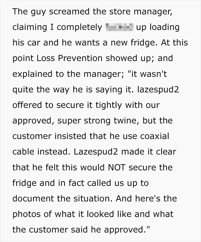 Angry Customer Demands To Tie Up His Fridge With T.V Cable