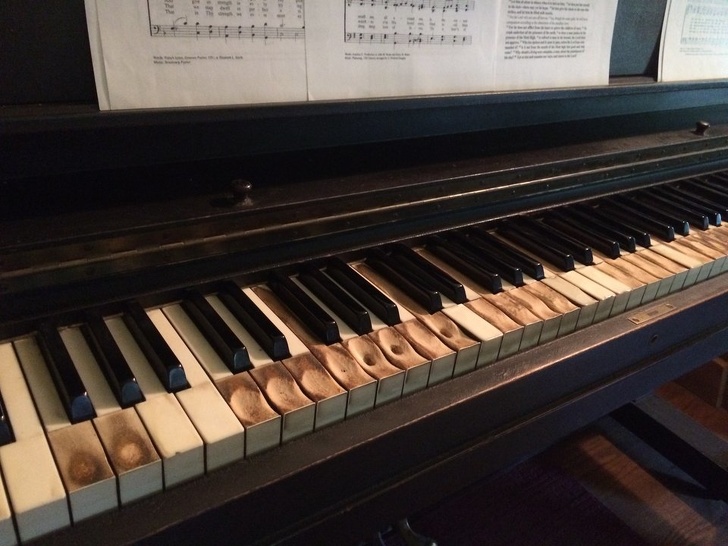Well-worn piano keys