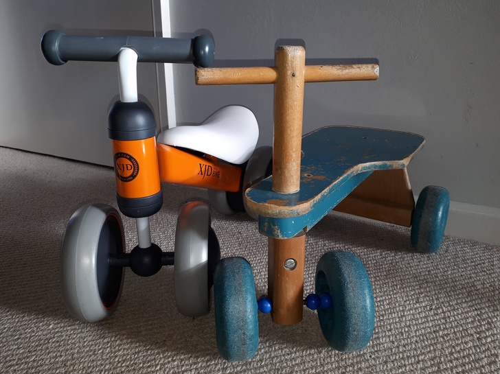 “My daughter’s new trike and mine from 1989”