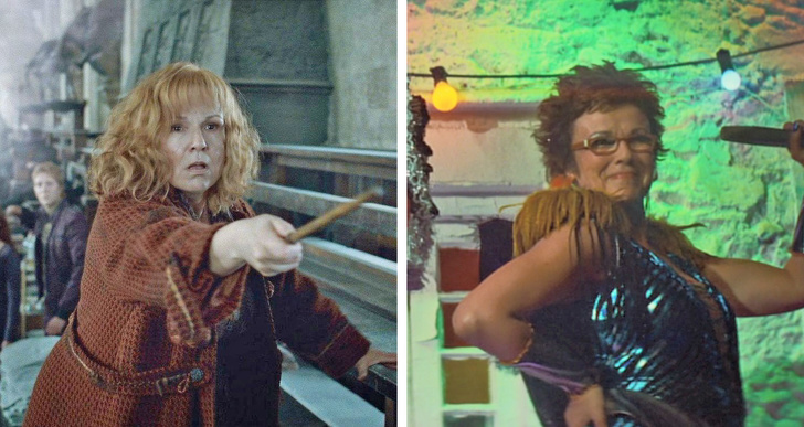 Julie Walters — Mrs. Molly Weasley from the Harry Potter series and Rosie from Mamma Mia!