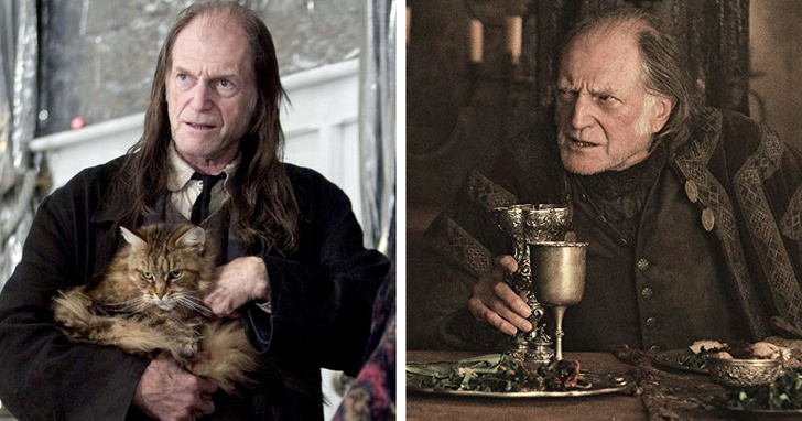 David Bradley — Argus Filch from the Harry Potter movies and Walder Frey from Game of Thrones