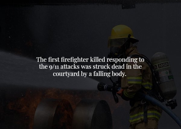 personal protective equipment - The first firefighter killed responding to the 911 attacks was struck dead in the courtyard by a falling body. A Msa