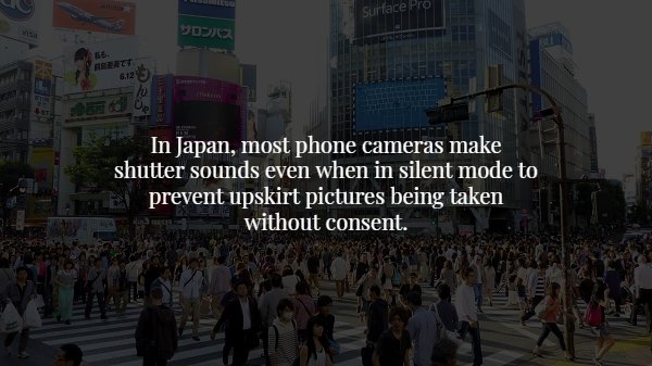 Surface Pro 16 In Japan, most phone cameras make, shutter sounds even when in silent mode to prevent upskirt pictures being taken without consent.